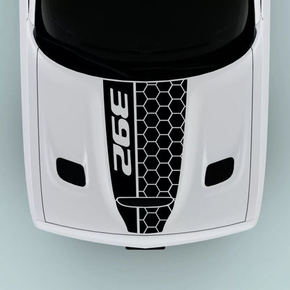 Black 392 Honey Comb Style hood decal for 2015-2023 Dodge Challenger