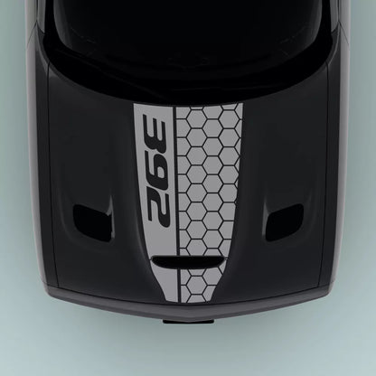 Gray 392 Honey Comb Style hood decal for 2015-2023 Dodge Challenger