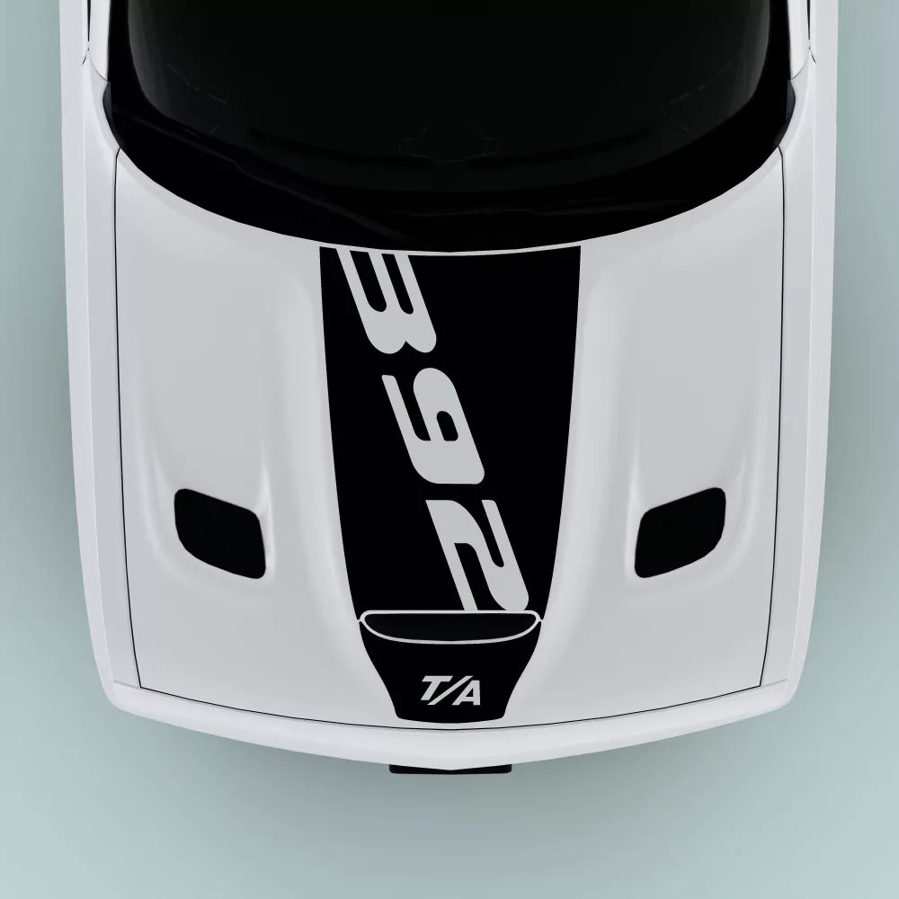 2015-2023 Dodge Challenger 392 T/A text hood decal in black on hood