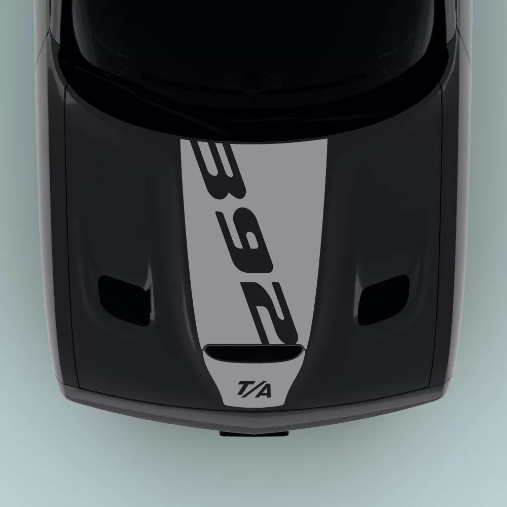 2015-2023 Dodge Challenger 392 T/A text hood decal in gray on hood