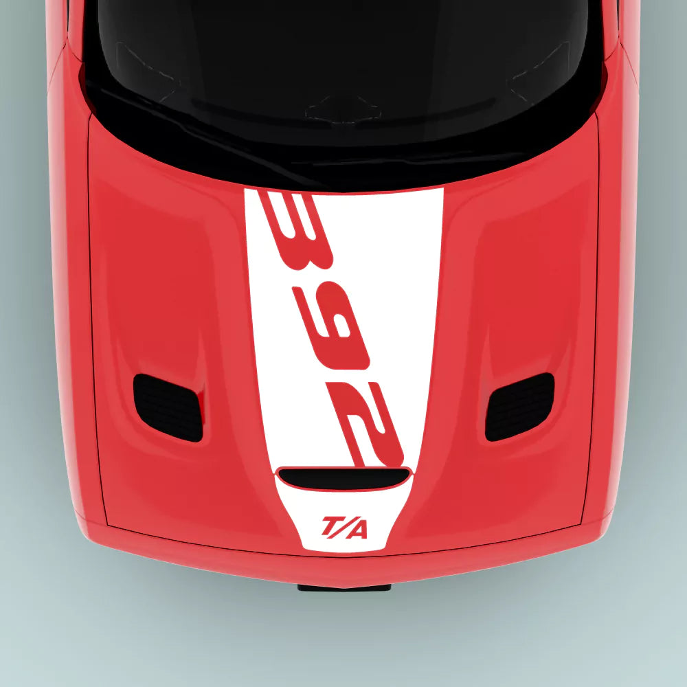 2015-2023 Dodge Challenger 392 T/A text hood decal in white on hood