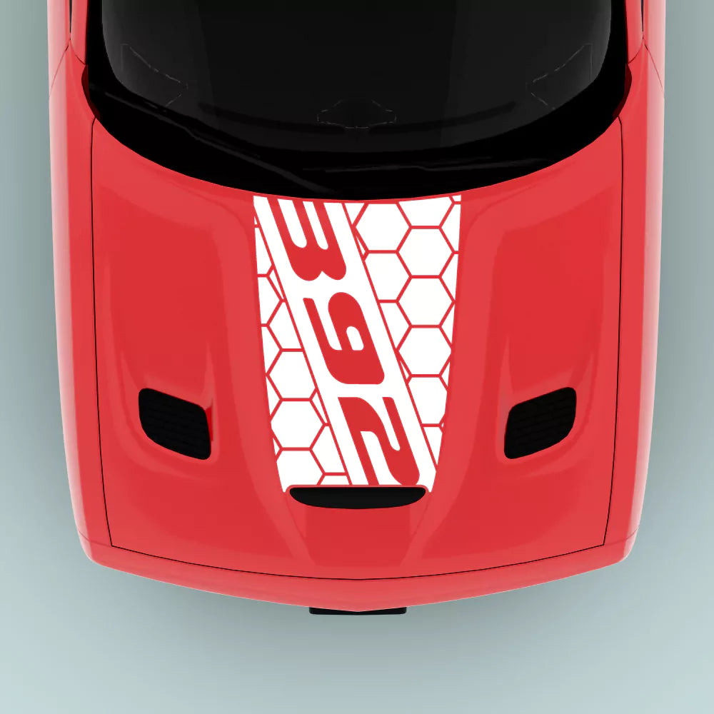 2015-2023 Dodge Challenger 392 Text hood decal in white
