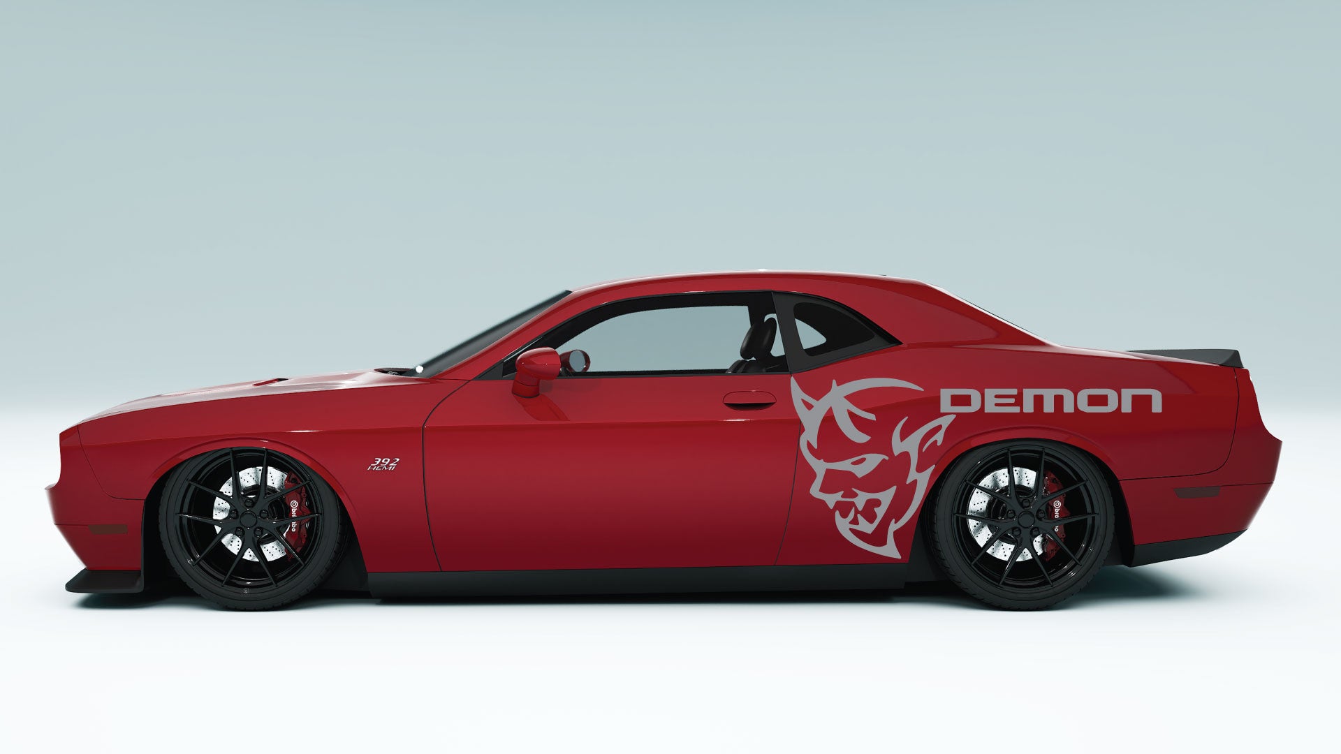 Dodge Challenger Demon Face & Text Side Decals, Stickers & Graphics.