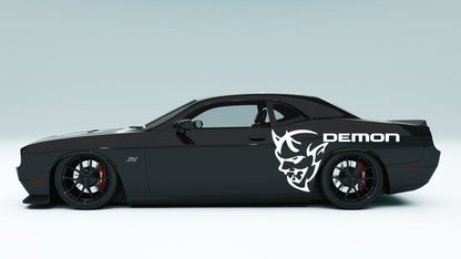 Dodge Challenger Demon Face & Text Side Decals, Stickers & Graphics.
