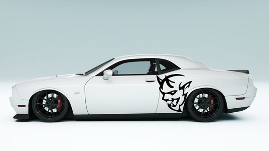 Dodge Challenger Demon Face Side Decals, Stickers & Graphics.