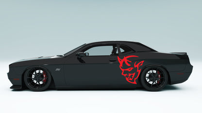 Dodge Challenger Demon Face Side Decals, Stickers & Graphics.