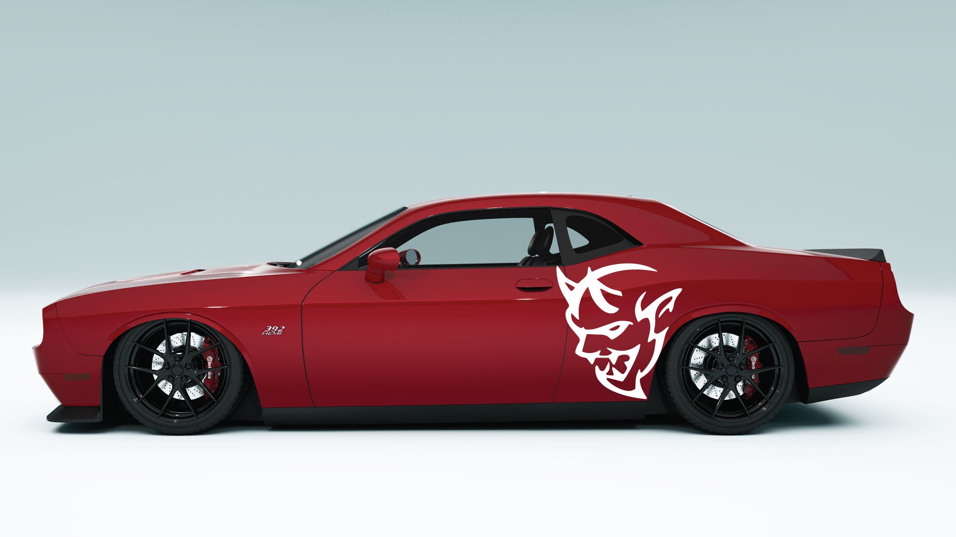 Dodge Challenger Demon Face Side Decals, Stickers & Graphics.