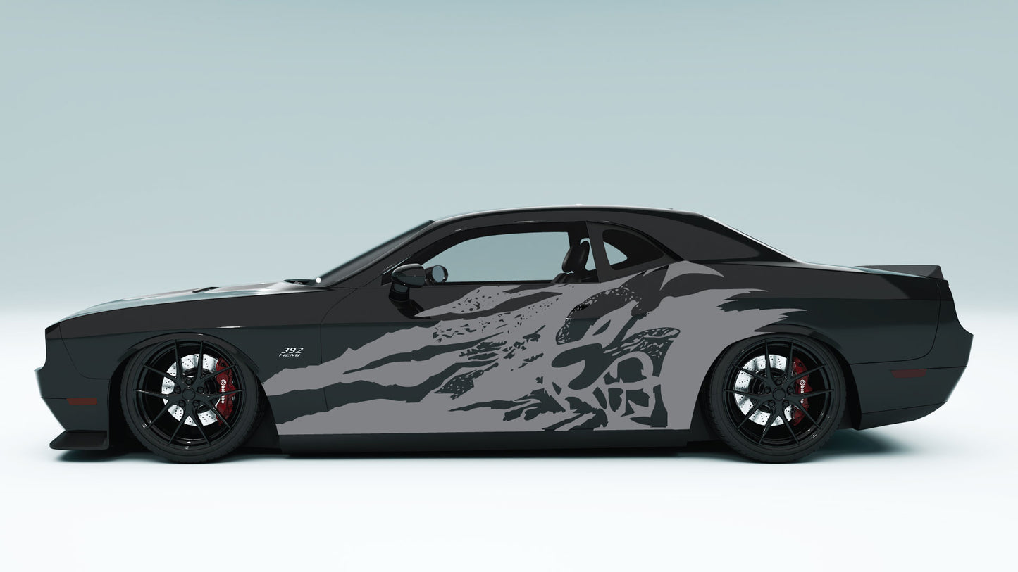 Grunge Cat Side Decals Stickers & Graphics for Dodge Challenger.