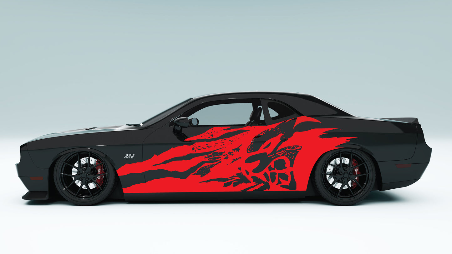 Grunge Cat Side Decals Stickers & Graphics for Dodge Challenger.