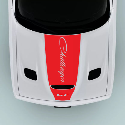 2015-2023 Dodge Challenger GT text hood decal in red on hood