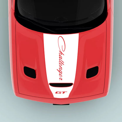 2015-2023 Dodge Challenger GT text hood decal in white on hood