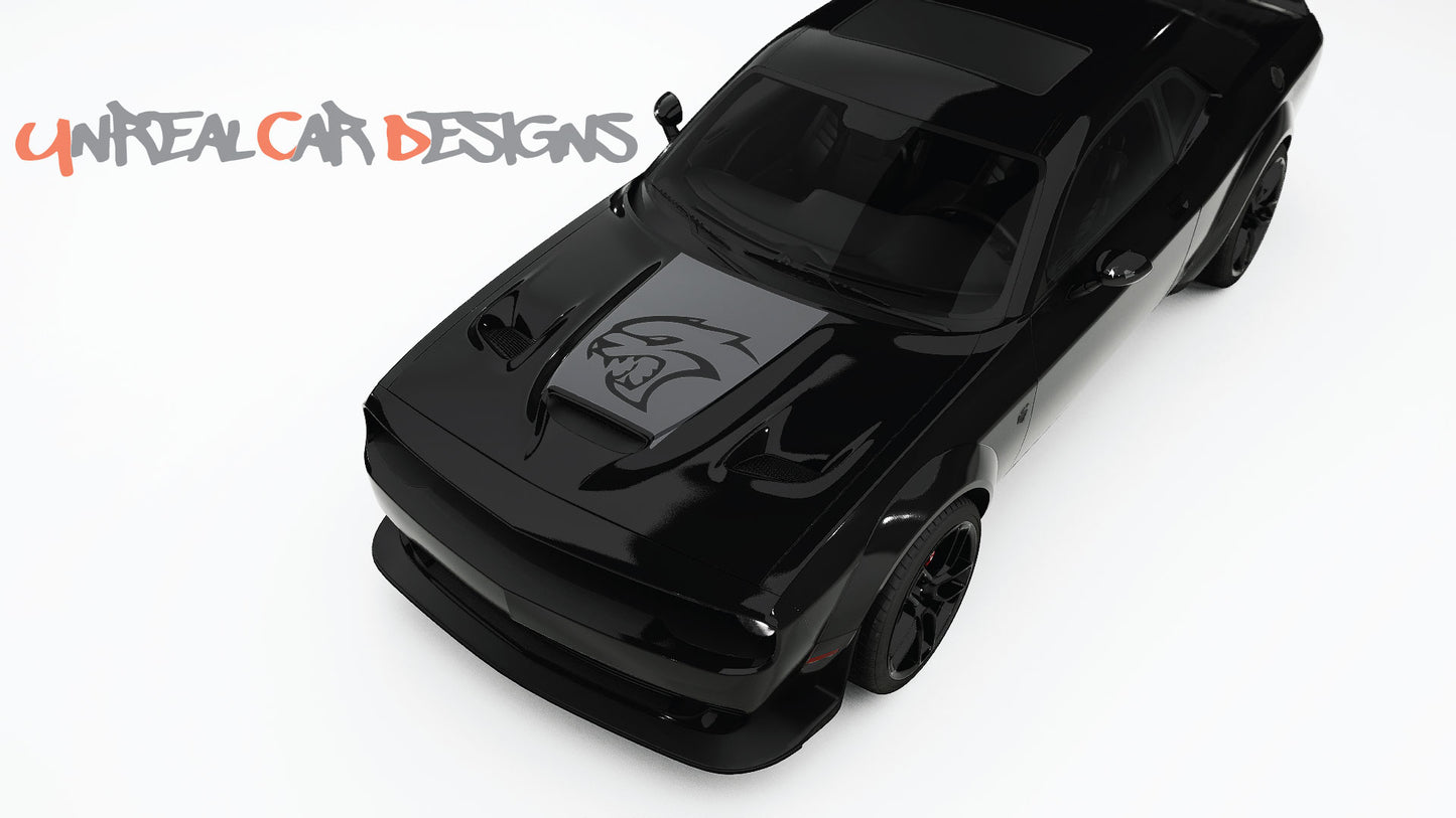 SRT logo and Text hood Decals, Graphics For Dodge Challenger.