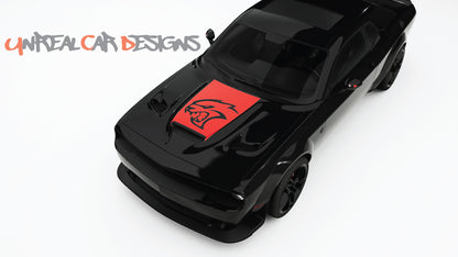 SRT logo and Text hood Decals, Graphics For Dodge Challenger.