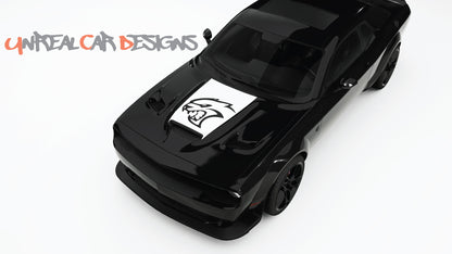 SRT logo and Text hood Decals, Graphics For Dodge Challenger.