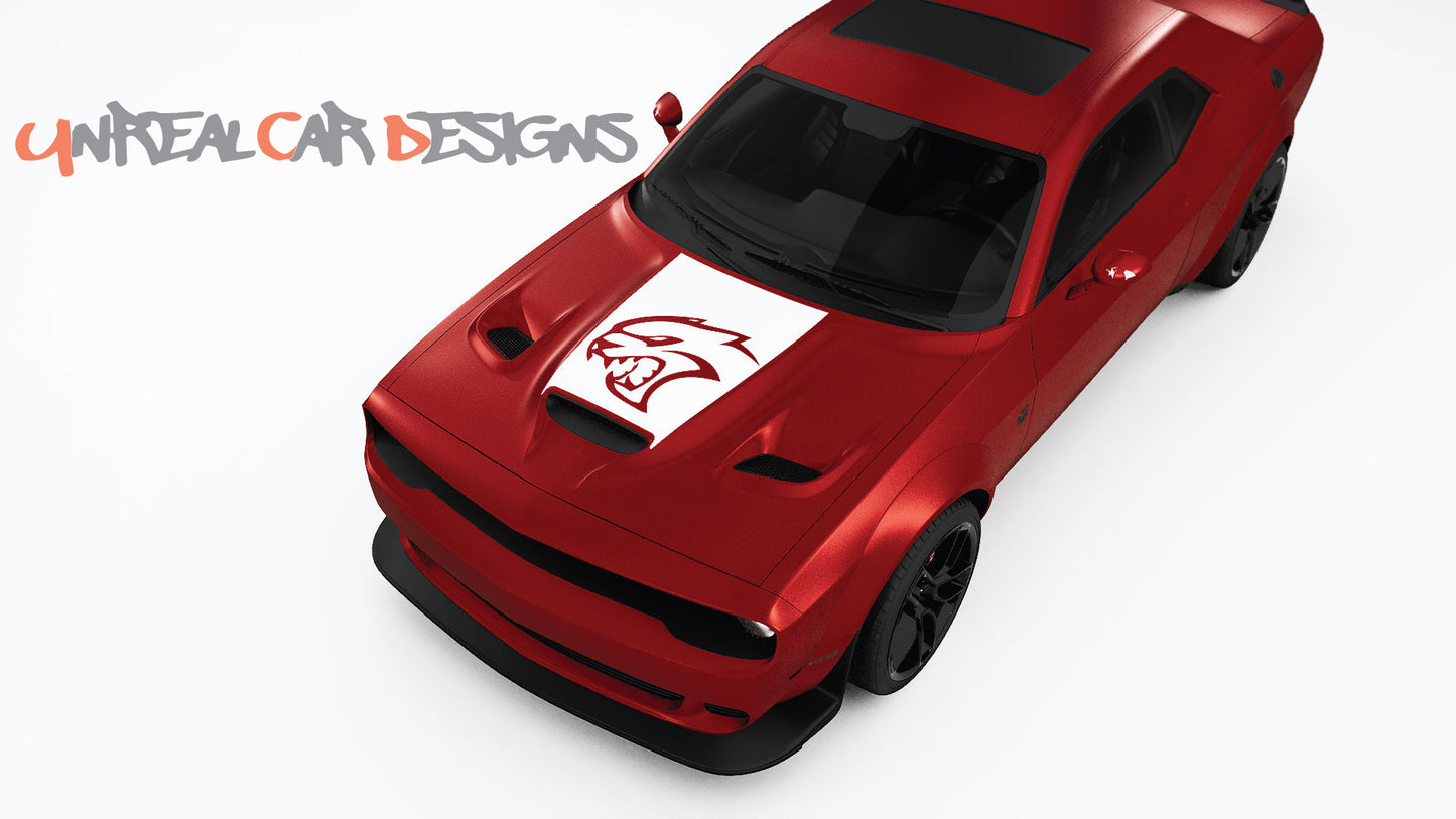 SRT logo and Text hood Decals, Graphics For Dodge Challenger.