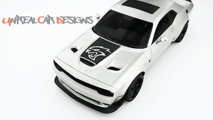 SRT logo and Text hood Decals, Graphics For Dodge Challenger.