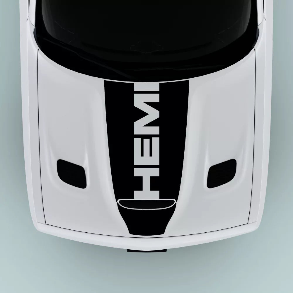 Black Hemi Text hood decal for 2015-2023 Dodge Challenger hood