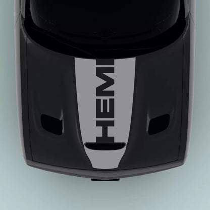 Gray Hemi Text hood decal for 2015-2023 Dodge Challenger hood