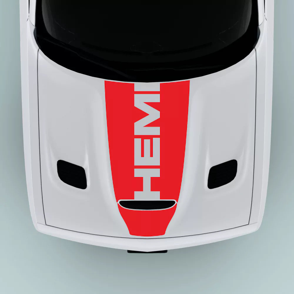 Red Hemi Text hood decal for 2015-2023 Dodge Challenger hood