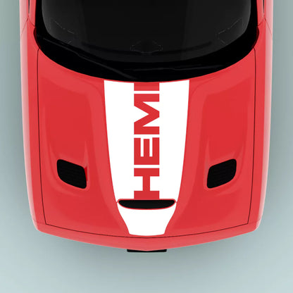 White Hemi Text hood decal for 2015-2023 Dodge Challenger hood