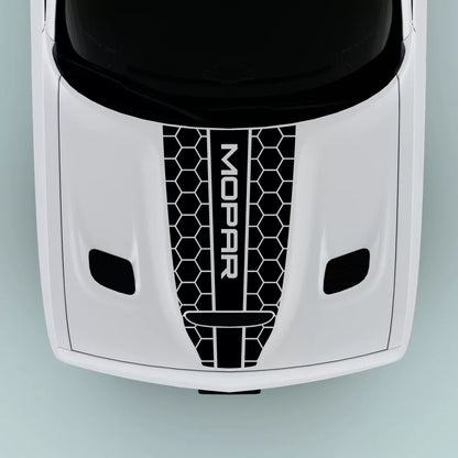 2015-2023 Dodge Challenger Mopar Text Honey Comb Style hood decal in black
