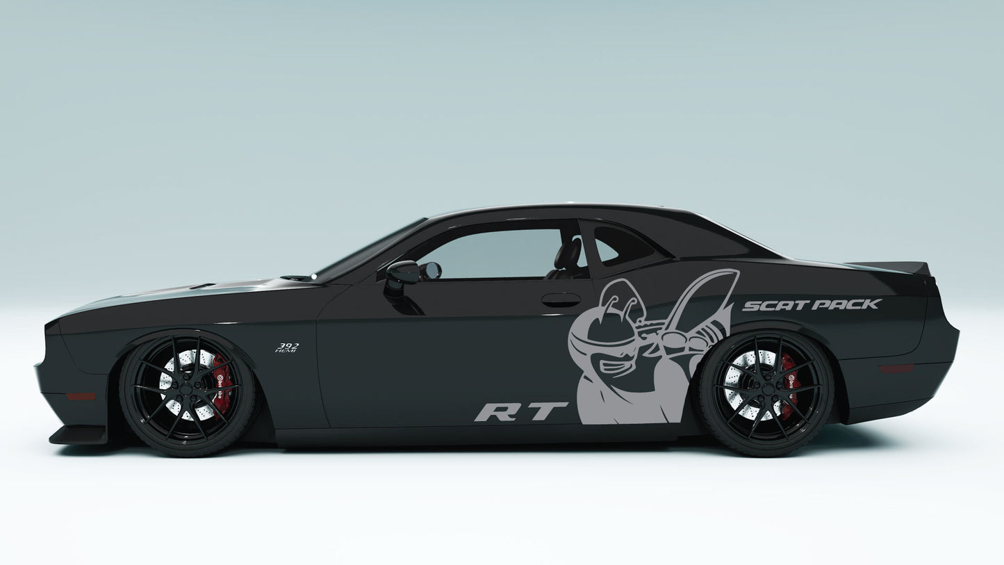 Dodge Challenger R/T Scat Pack Big logo Side Decals, Stickers & Graphics.