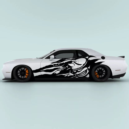 Black Dodge Challenger Scat Pack Shred side decal on 2015-2023 Challenger side panel