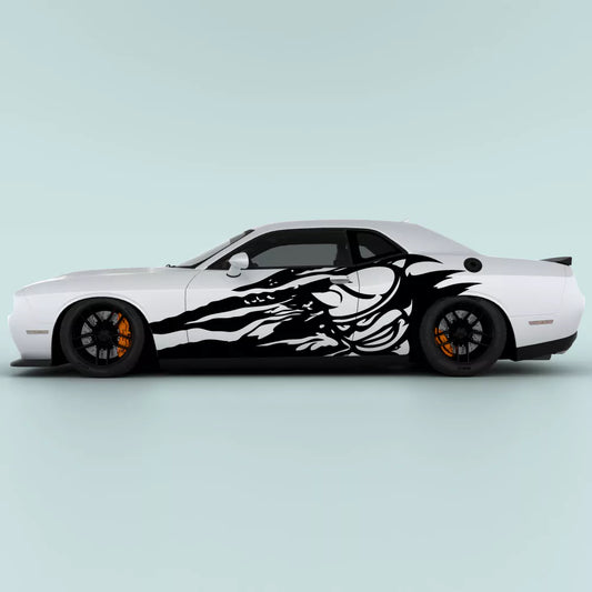 Black Dodge Challenger Scat Pack Shred side decal on 2015-2023 Challenger side panel