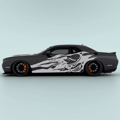 Gray Dodge Challenger Scat Pack Shred side decal on 2015-2023 Challenger side panel