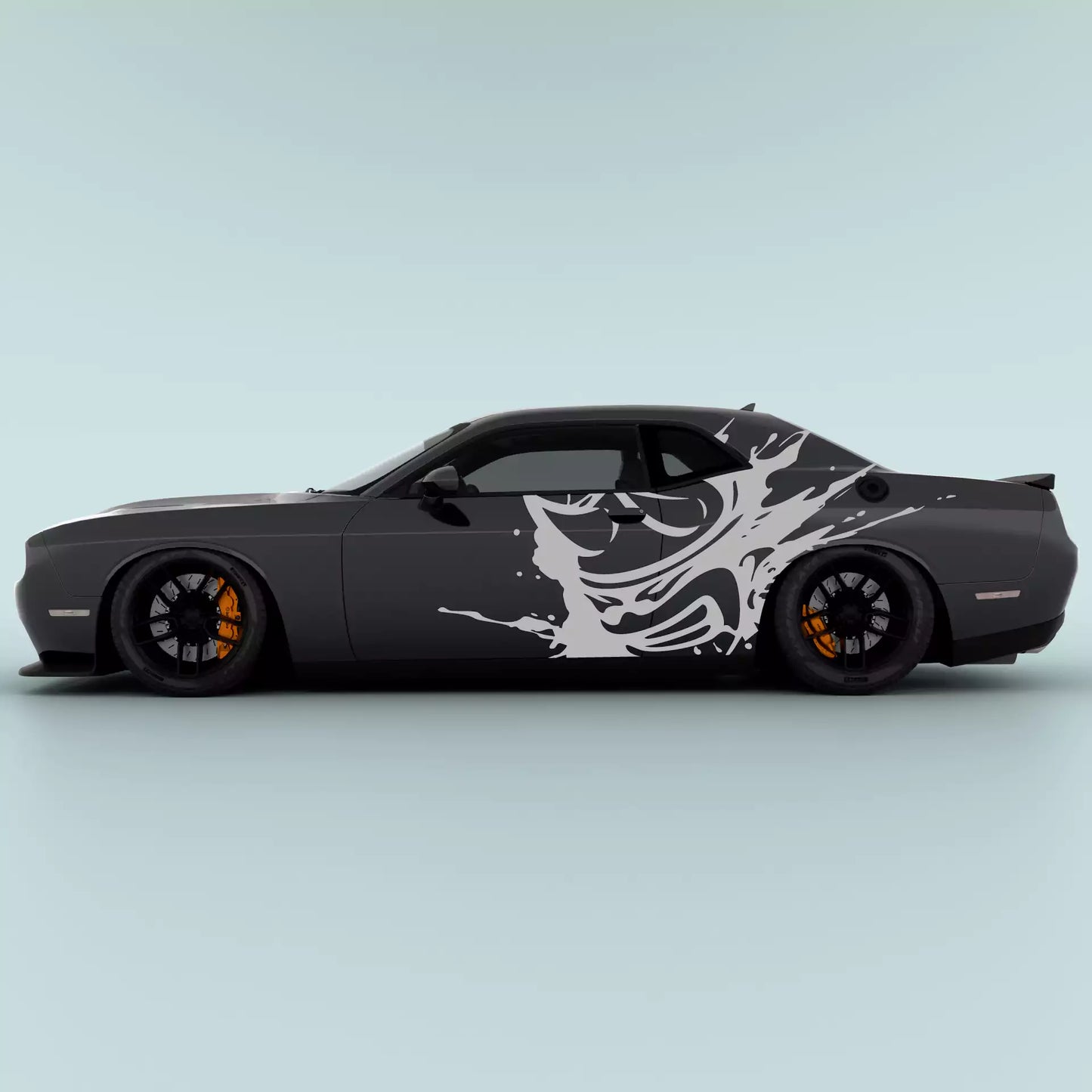 Gray 2015-2023 Dodge Challenger Scat Pack Mud Splash Side Decals for side vinyl graphics