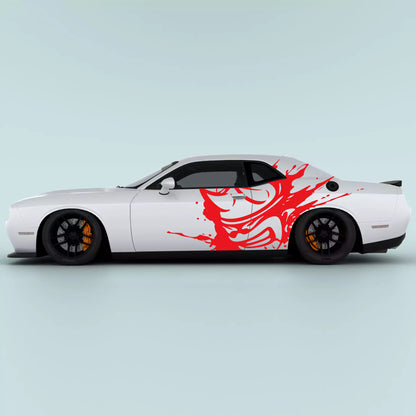 Red 2015-2023 Dodge Challenger Scat Pack Mud Splash Side Decals for side panel vinyl graphics