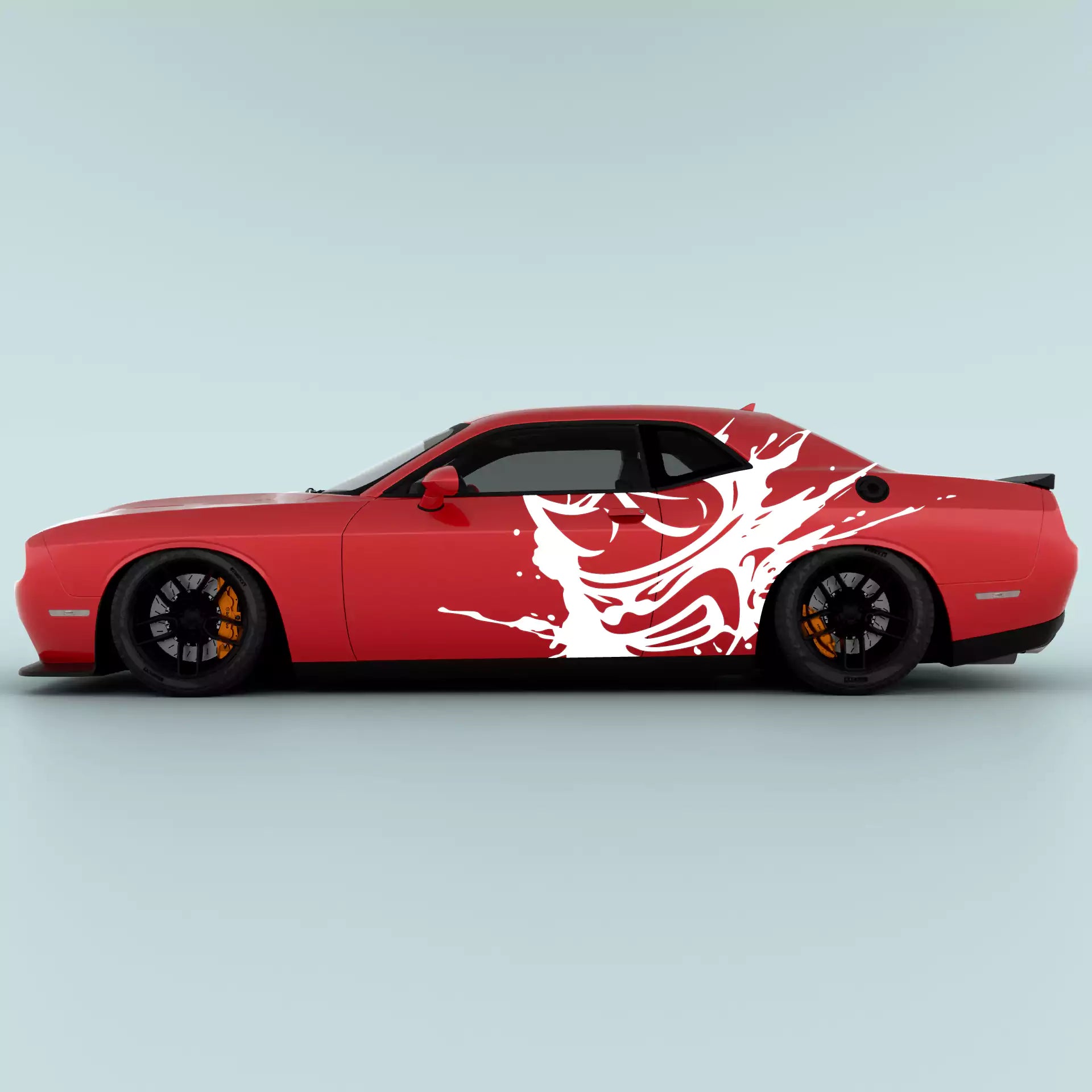 White 2015-2023 Dodge Challenger Scat Pack Mud Splash Side Decals for Challenger side graphics