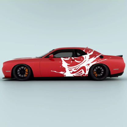 White 2015-2023 Dodge Challenger Scat Pack Mud Splash Side Decals for Challenger side graphics