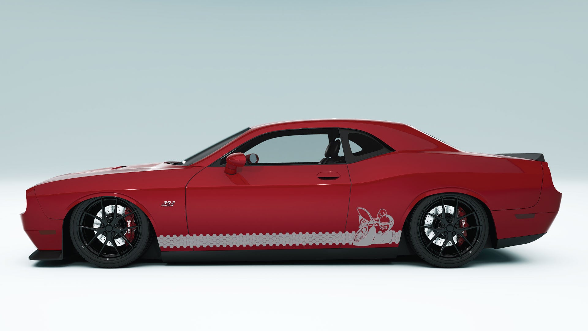 Dodge Challenger Scat Pack Honey Comb Rocker Stripes Side Decals, Stickers & Graphics.