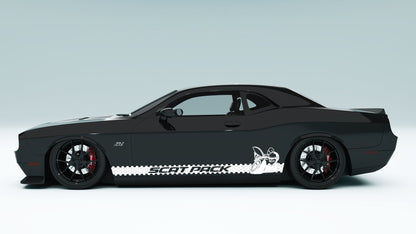 Dodge Challenger Scat Pack Honey Comb Rocker Stripes Side Decals, Stickers & Graphics.