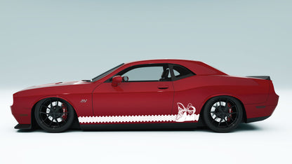 Dodge Challenger Scat Pack Honey Comb Rocker Stripes Side Decals, Stickers & Graphics.