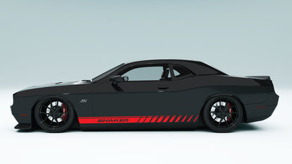 Dodge Challenger Shaker Text Rocker Stripes Side Decals, Stickers & Graphics.