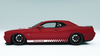 Dodge Challenger Shaker Text Rocker Stripes Side Decals, Stickers & Graphics.