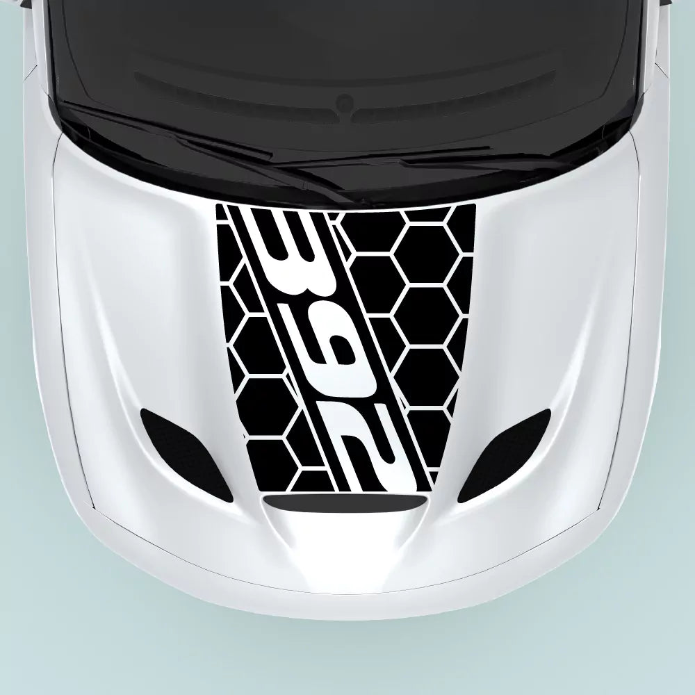 Dodge Charger 2015-2023 hood center with black 392 text honey comb style vinyl decal