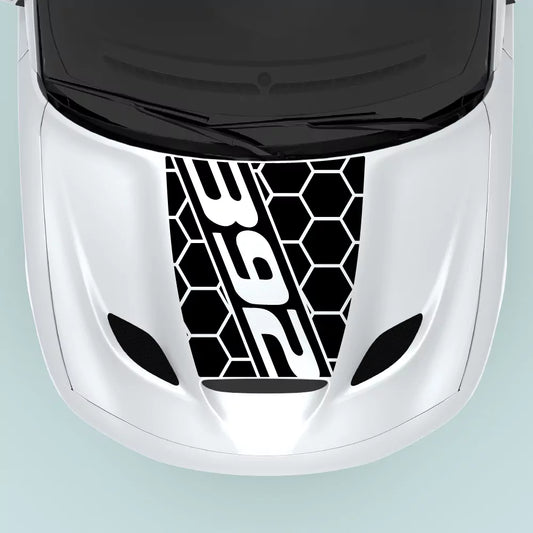 Dodge Charger 2015-2023 hood center with black 392 text honey comb style vinyl decal