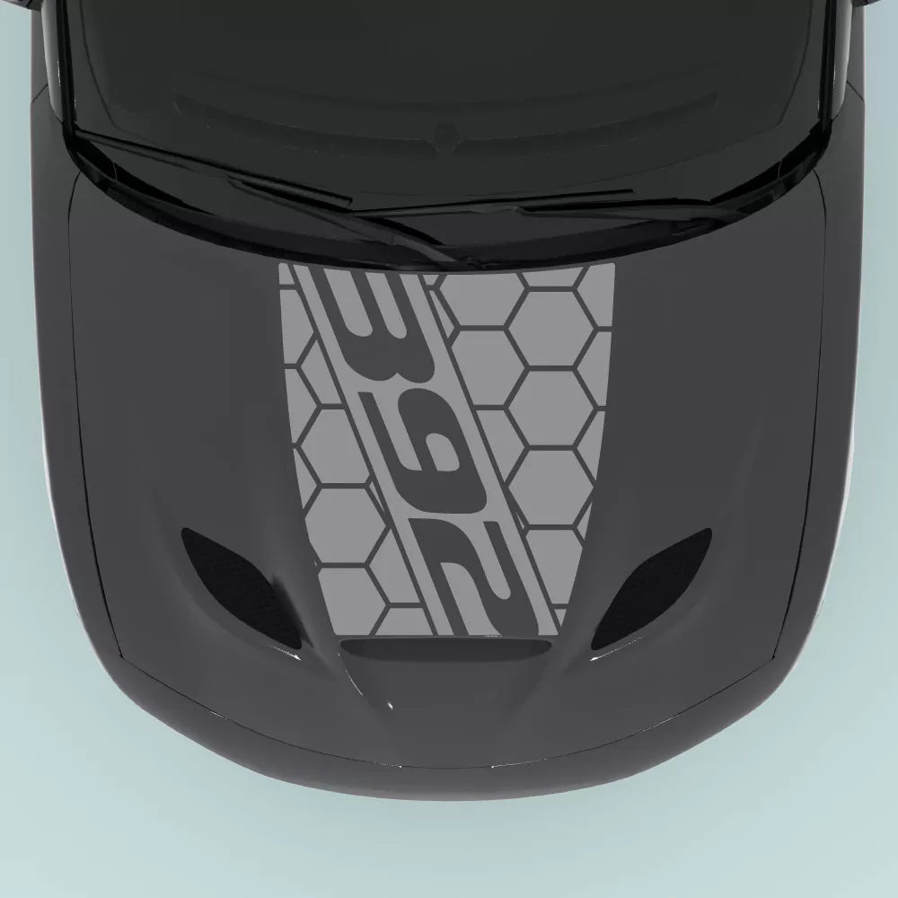 Dodge Charger 2015-2023 hood center with gray 392 text honey comb style vinyl decal