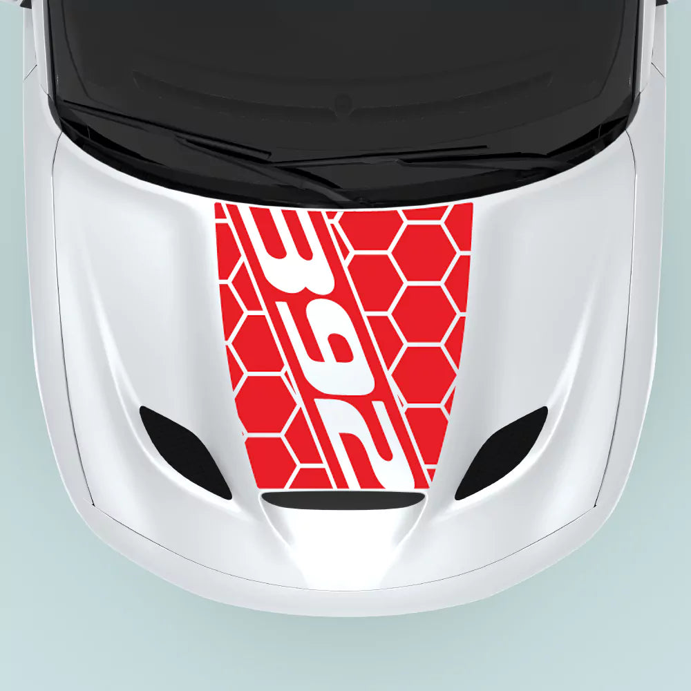 Dodge Charger 2015-2023 hood center with red 392 text honey comb style vinyl decal