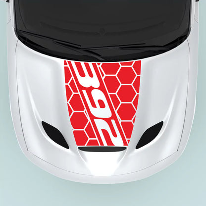 Dodge Charger 2015-2023 hood center with red 392 text honey comb style vinyl decal