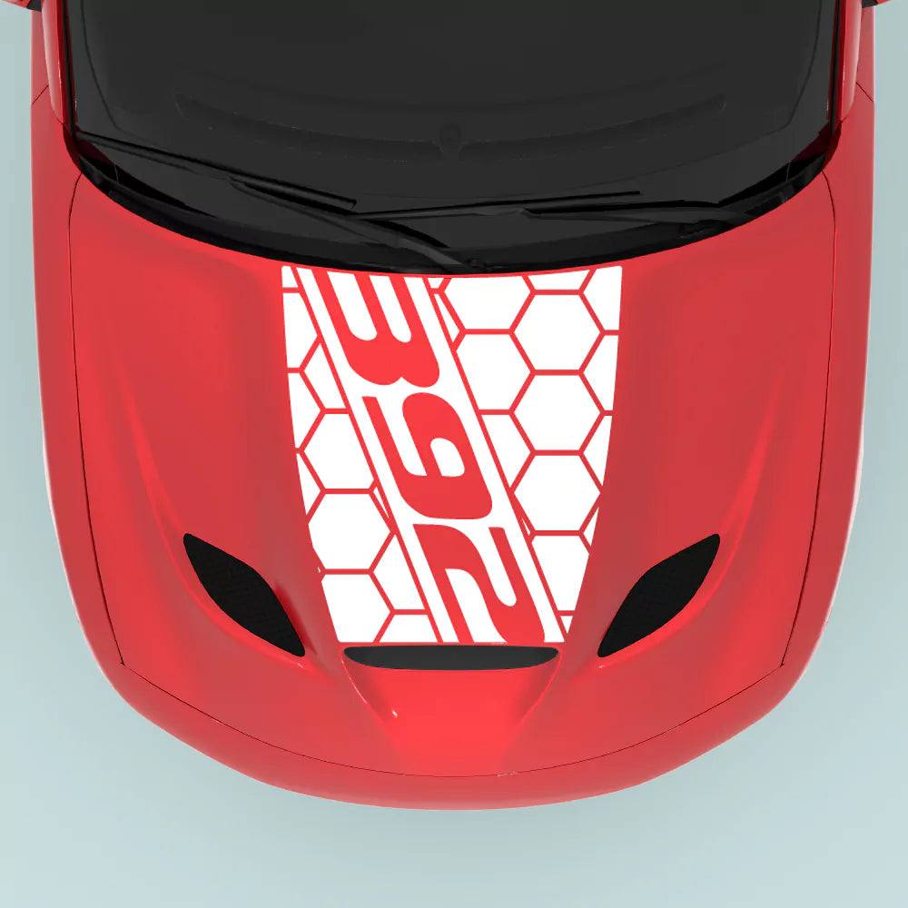 Dodge Charger 2015-2023 hood center with white 392 text honey comb style vinyl decal