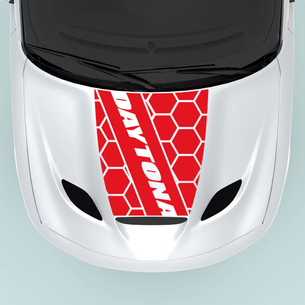 Red Dodge Charger Daytona honeycomb hood decal for 2015-2023 Charger hood center vinyl graphic