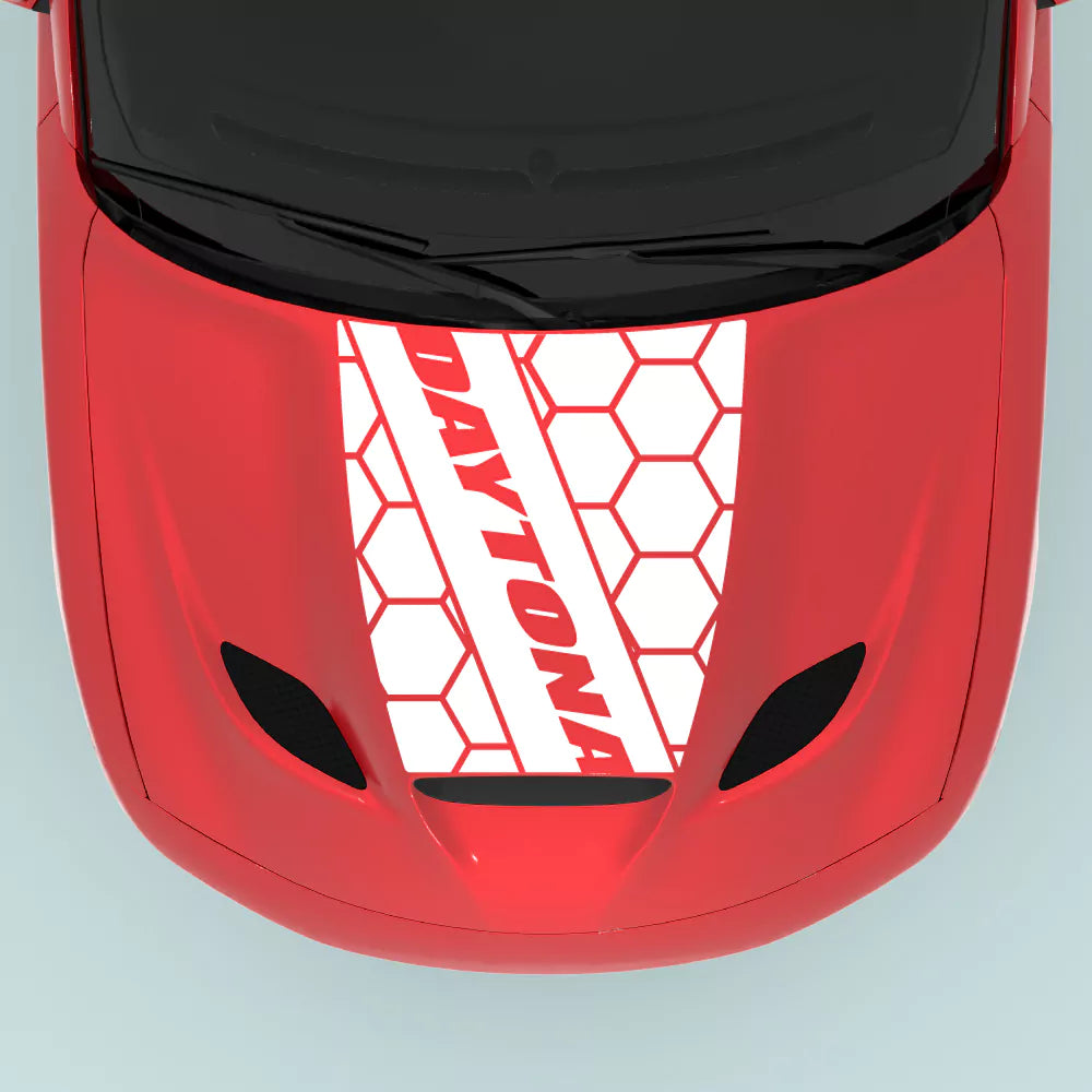 White Dodge Charger Daytona honeycomb hood decal for Dodge Charger 2015-2023 hood center styling