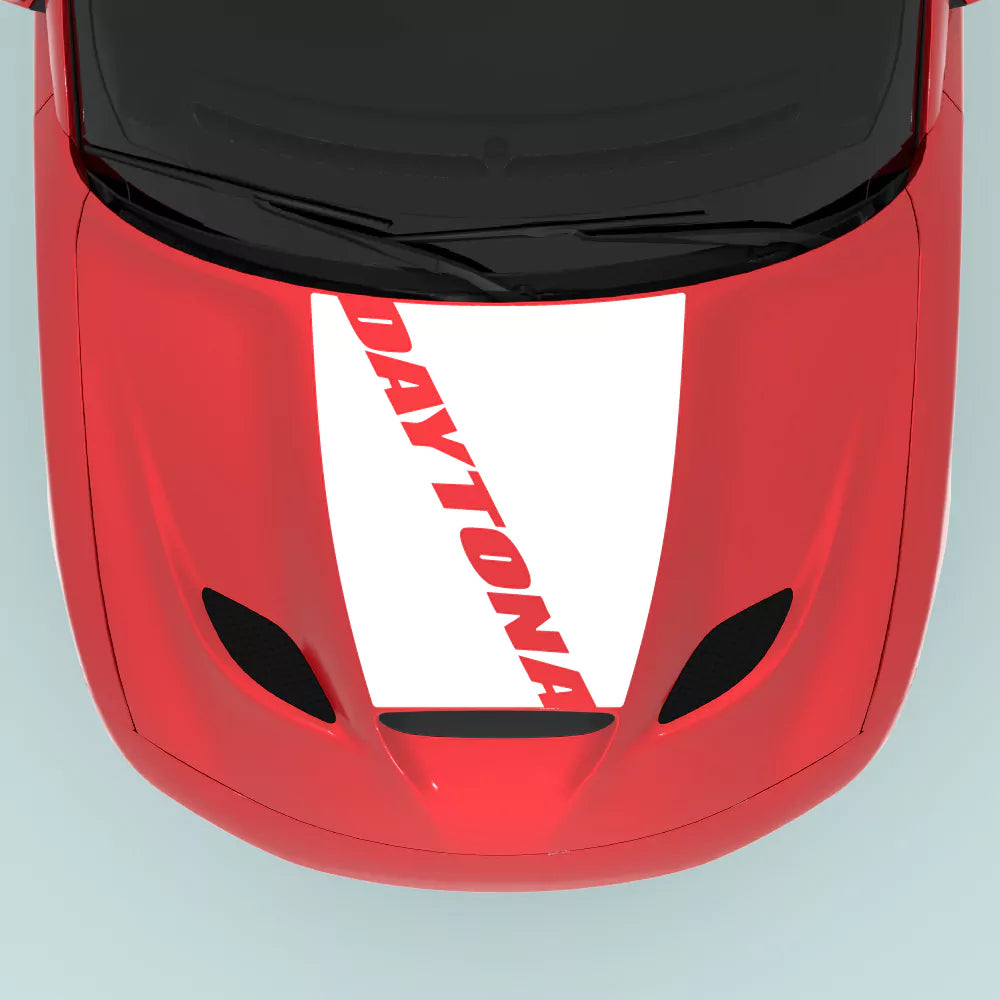 Dodge Charger Daytona white hood decal 2015 2023 for hood center with Daytona text vinyl graphic