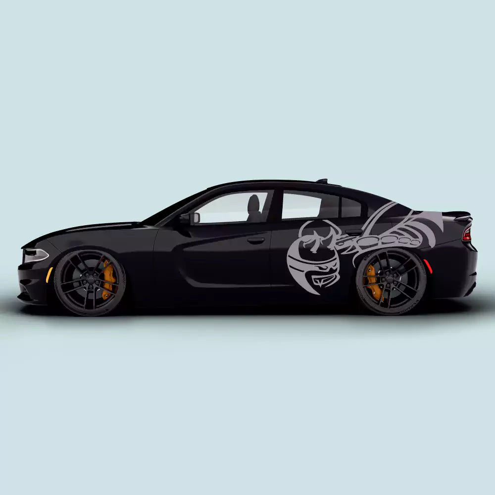 Dodge Charger Evil Bee rear quarter door decals gray driver and passenger side 2011-2023