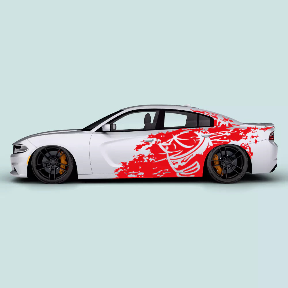 Dodge Charger grunge horned Scat Pack bee side decals red on driver and passenger doors