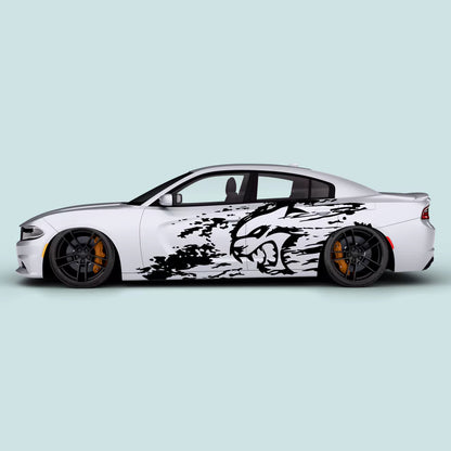 Dodge Charger Hellcat Splash Head side door decals in black on driver and passenger doors